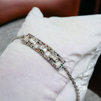 Solid Silver Multi color Stone CZ Pretty Tennis Bracelet Stylish Cubic Zirconia Art Gift for Anniversary,Birthday,Wedding,Girlfriend, Wife