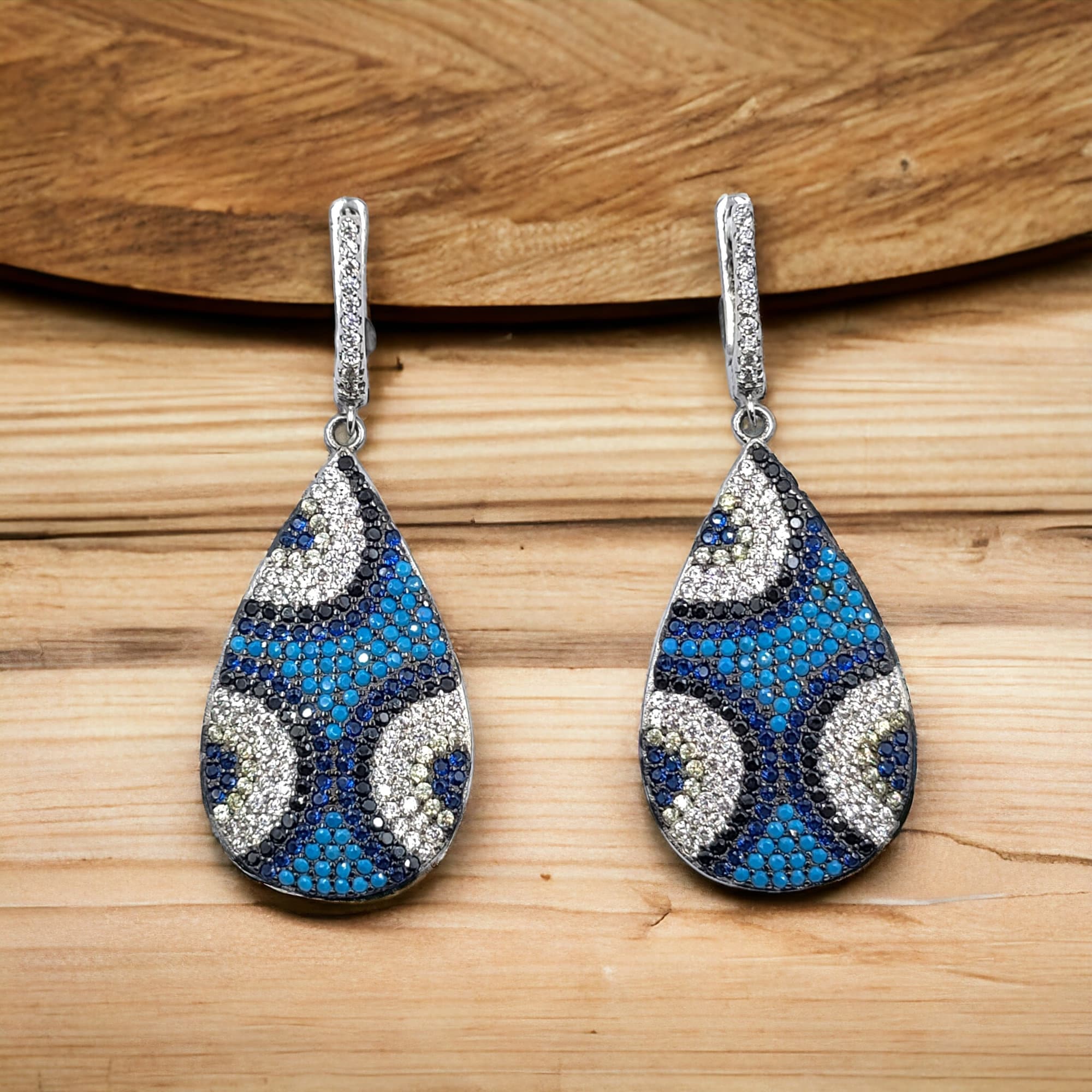 925 Sterling Silver Cubic Zirconia Stone Pear Shape Pendant Earring Set Minimlalist Handmade Gift for Wedding Engagement