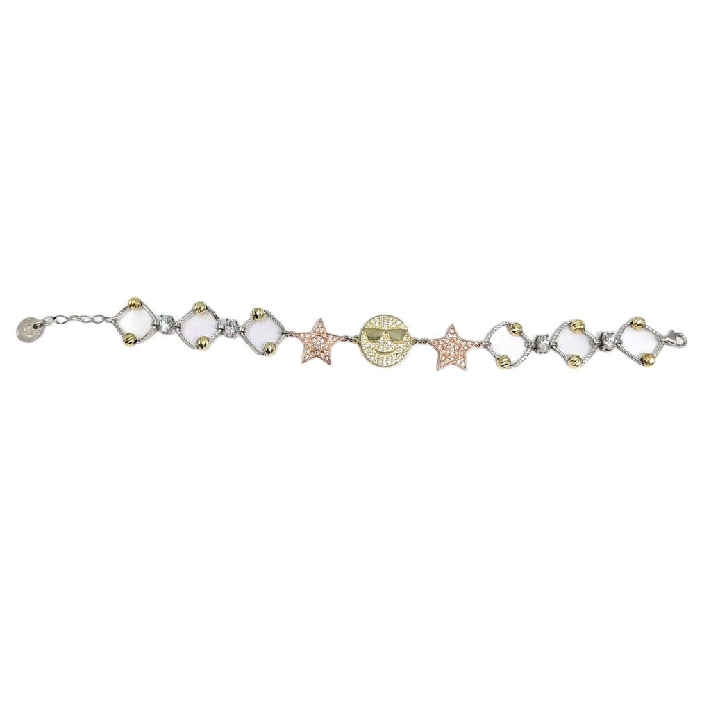 925 Sterling Silver Rock star Funky Star Shimmery Tennis Unisex Bracelet Stylish Gift for Christmas,New year