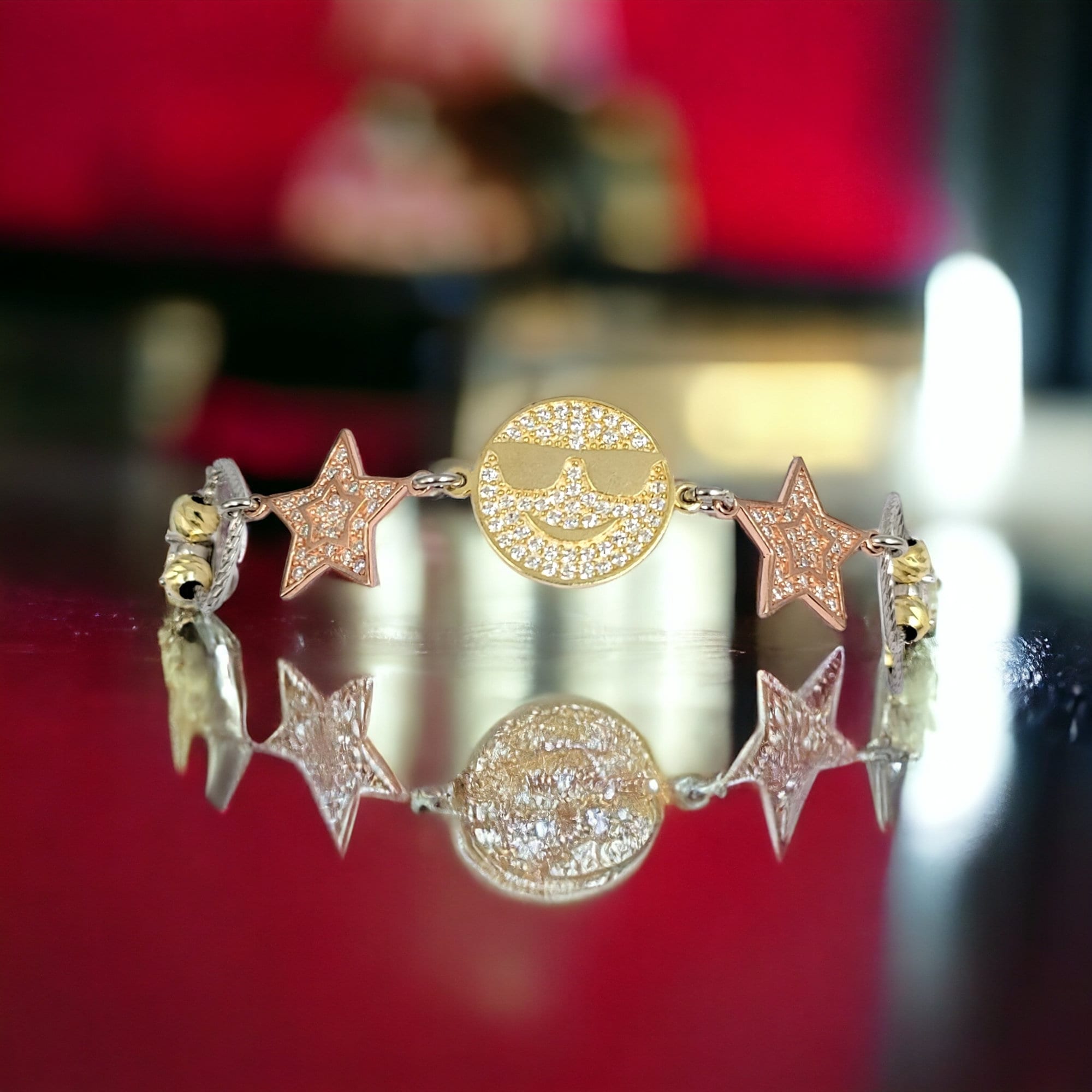 925 Sterling Silver Rock star Funky Star Shimmery Tennis Unisex Bracelet Stylish Gift for Christmas,New year