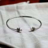 Crown Bracelet With Open Ends Solid Silver CZ cuff style jewelry Handmade Kada Adjustable Bracelet Best Gift idea for Girls