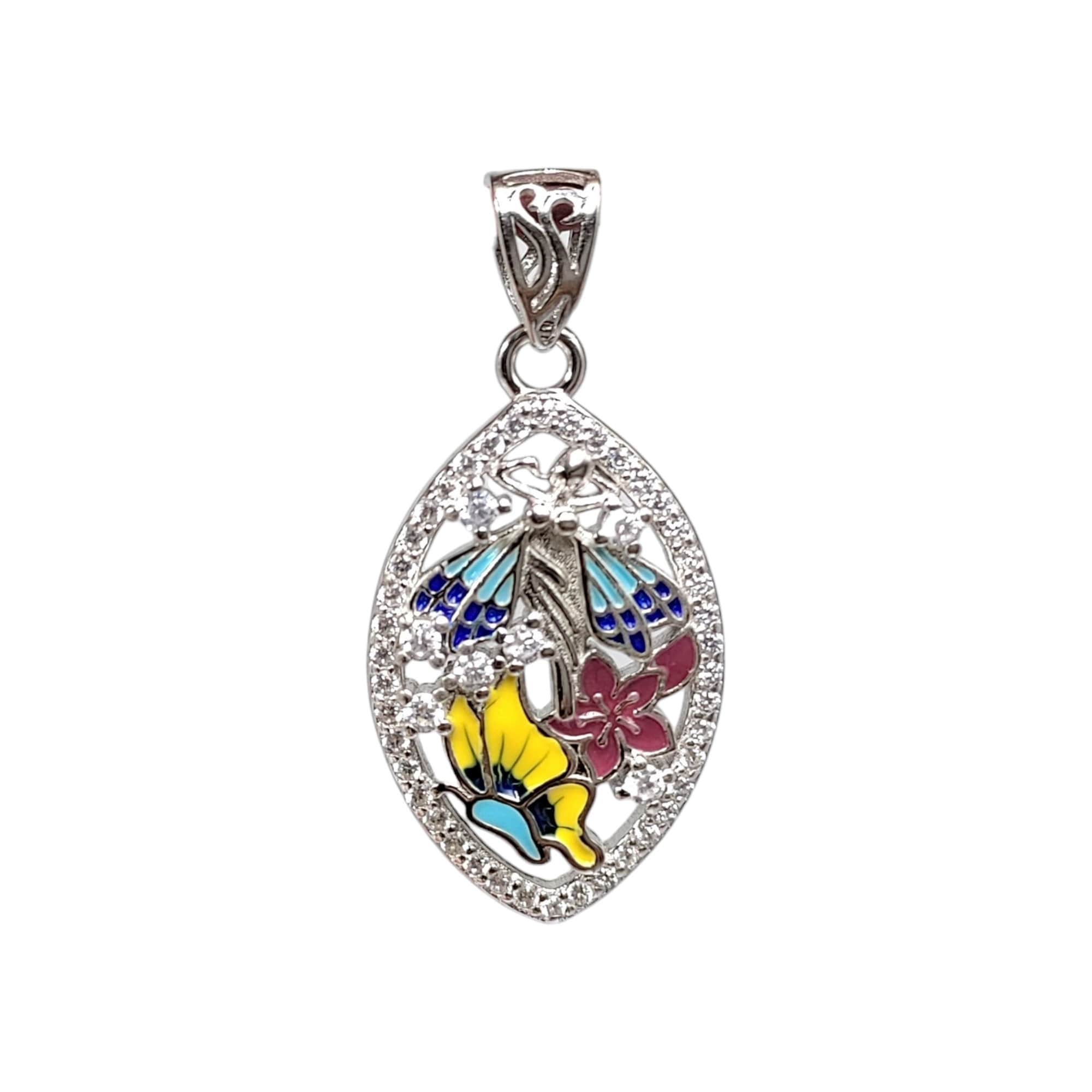 Fairy Designed Beautifully Crafted Enamel Pendant CZ Paved Jewelry Cute Floral Handmade Bridesmaid Jewellery Minimalist Art