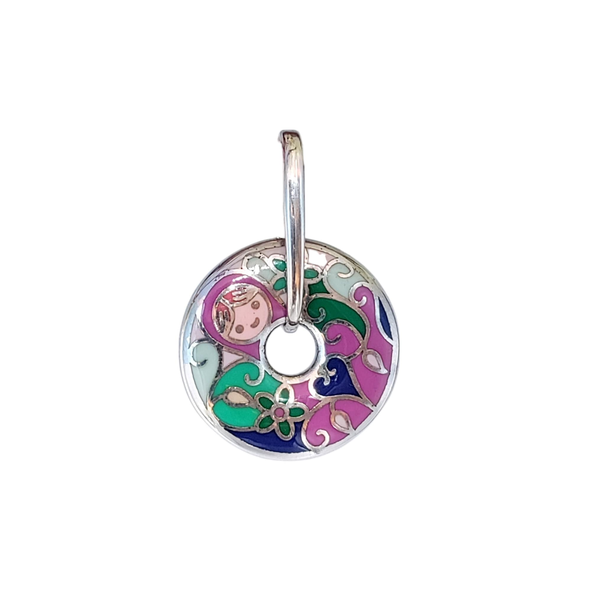 Multicolor Enamel Pendant Round 925 Sterling Silver Beautifully Crafted Handmade art jewelry Handmade Jewellery