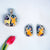 Multi color Enamel Pendant with English Lock Hoop Earrings Solid Silver Set Design Animal Print with CZ Minimalist Handmade Gift