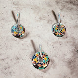 Multicolor Enameled 925 Sterling Silver Round Shape Pendant With English Lock Earring Set Luxury Fine Jewelry Minimalist Handmade Gift