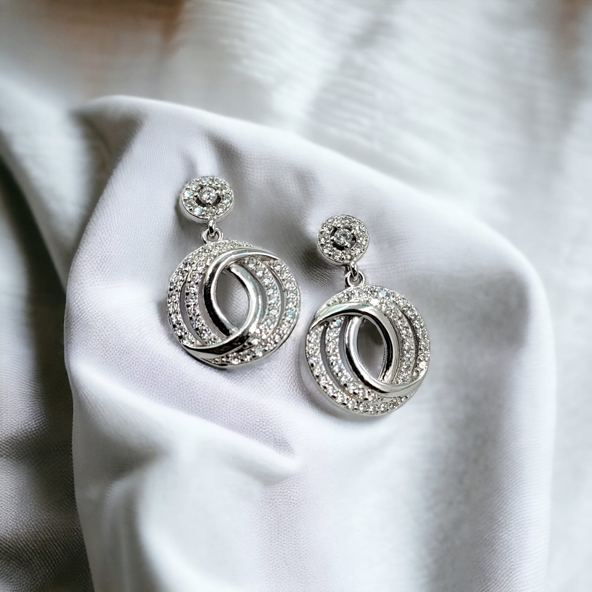 925 Sterling Silver Tear Drop Round Shape Cubic Zirconia Stone Dangle Earrings Minimalist Handmade Wedding Anniversary Gift for Wife