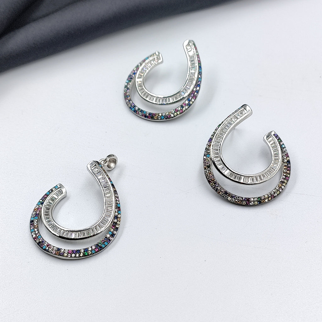 925 Sterling Silver Luxury Modern Twisted Circle Pendant Earrings Set with Push Back Swirl Large Spiral Design Minimalist Handmade Gift