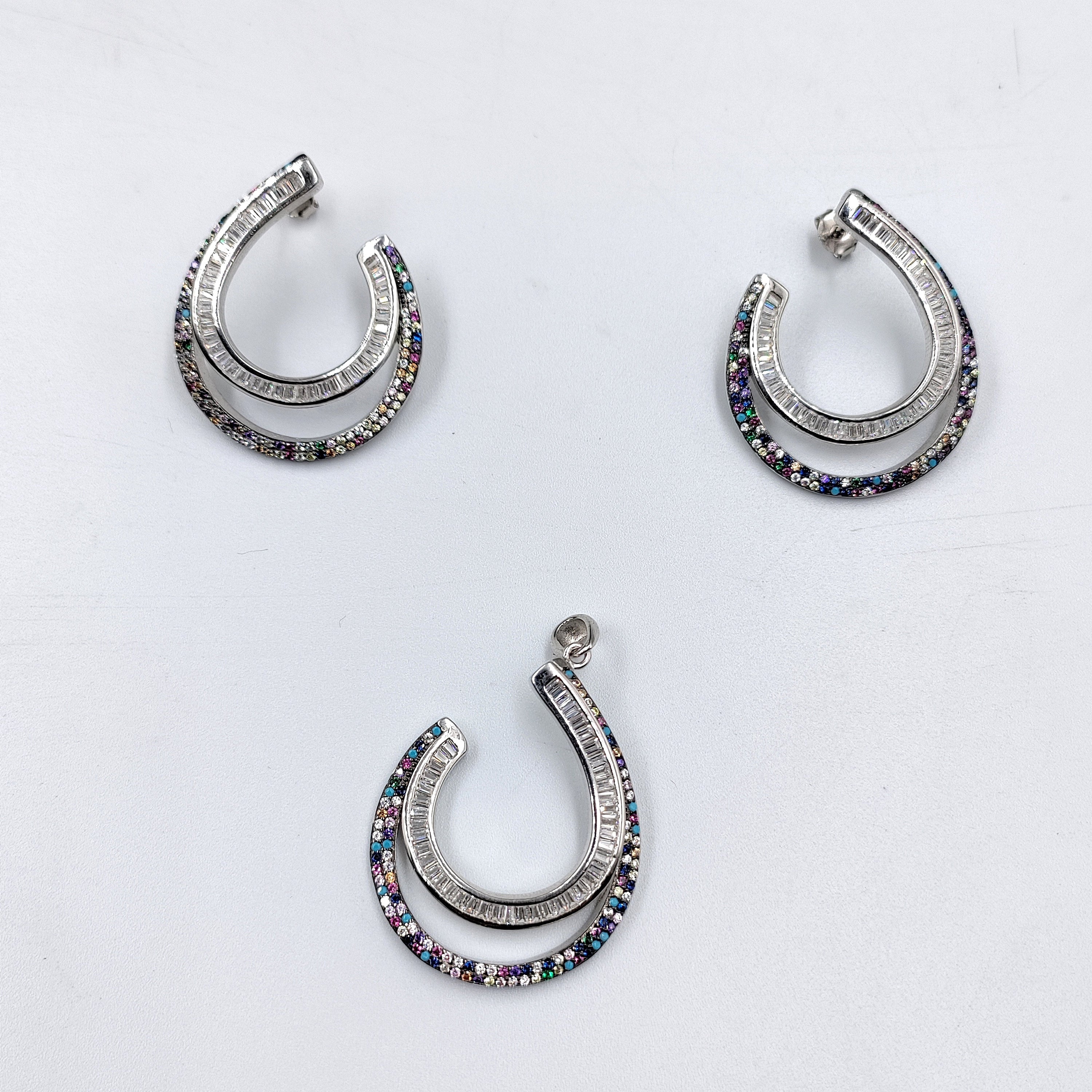 925 Sterling Silver Luxury Modern Twisted Circle Pendant Earrings Set with Push Back Swirl Large Spiral Design Minimalist Handmade Gift