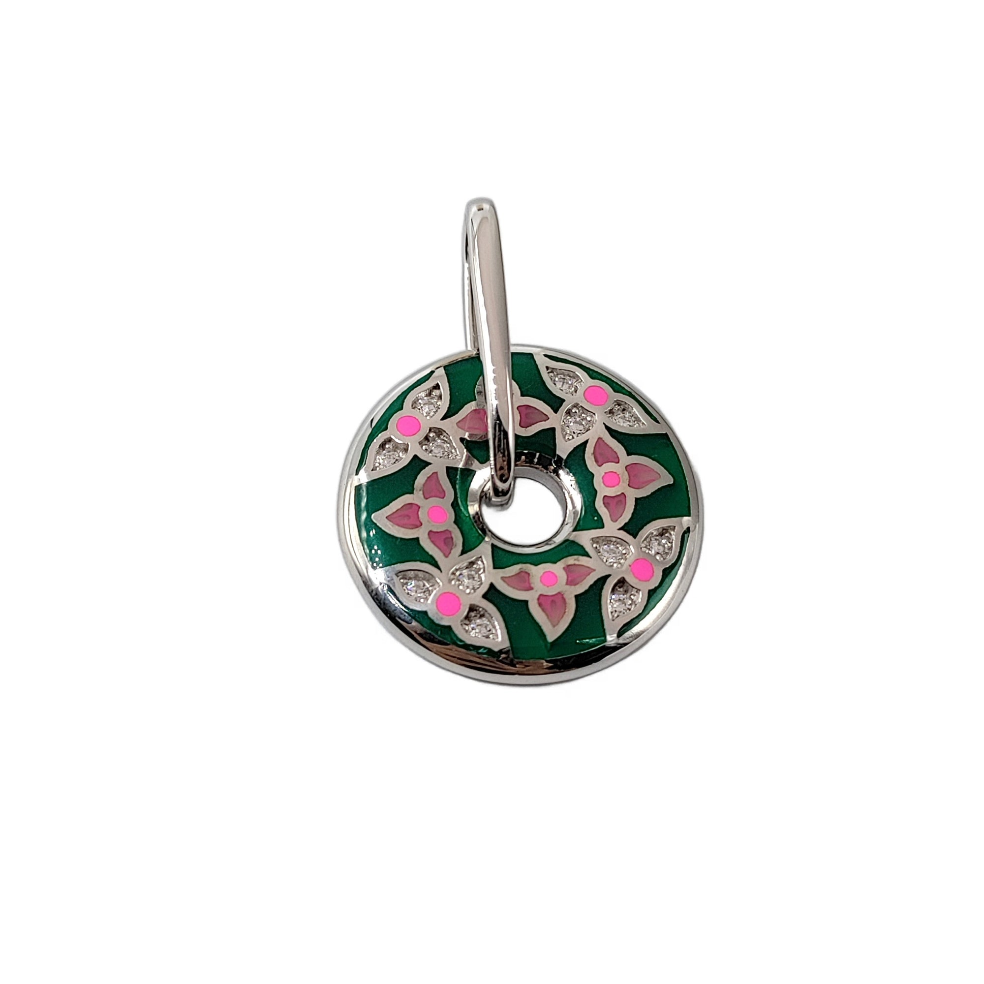 Multicolor Enamel Pendant Round 925 Sterling Silver Beautiful Handmade Jewellery