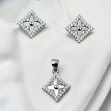 Beautifull 925 Sterling White CZ Earrings Pendant Set Cubic Earrings Pendant Set Geomatric jewelry for Gift