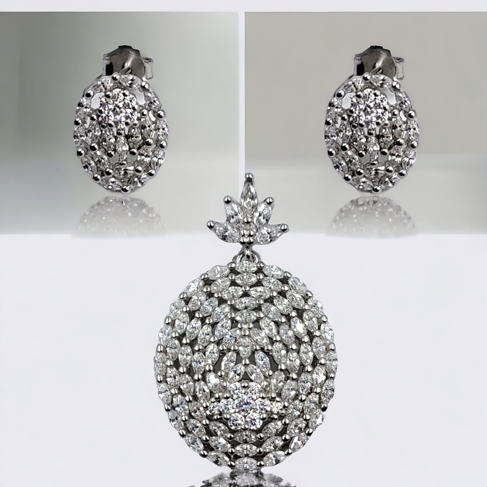 Big Oval Dangle Drop Earrings 925 Sterling Silver Drop Sparkling Colorless CZ Minimalist Handmade Gift for Mother,Daughter,Sister